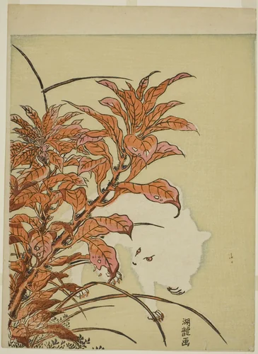 White Rabbit and Amaranth by Isoda Koryusai, print, 1766-1776