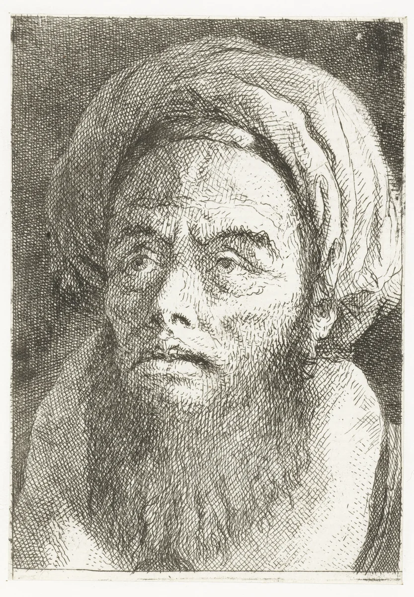 Man met tulband by Giovanni Domenico Tiepolo, print, 1771-1774