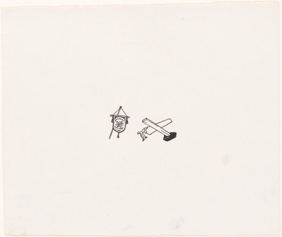 Vaandel met zaag en hamer by Julie de Graag, print, 1878-1924