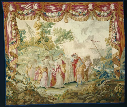 The Arrival of Telemachus on Calypso's Island, from The Story of Telemachus by François Boucher, textile, 1776-1800