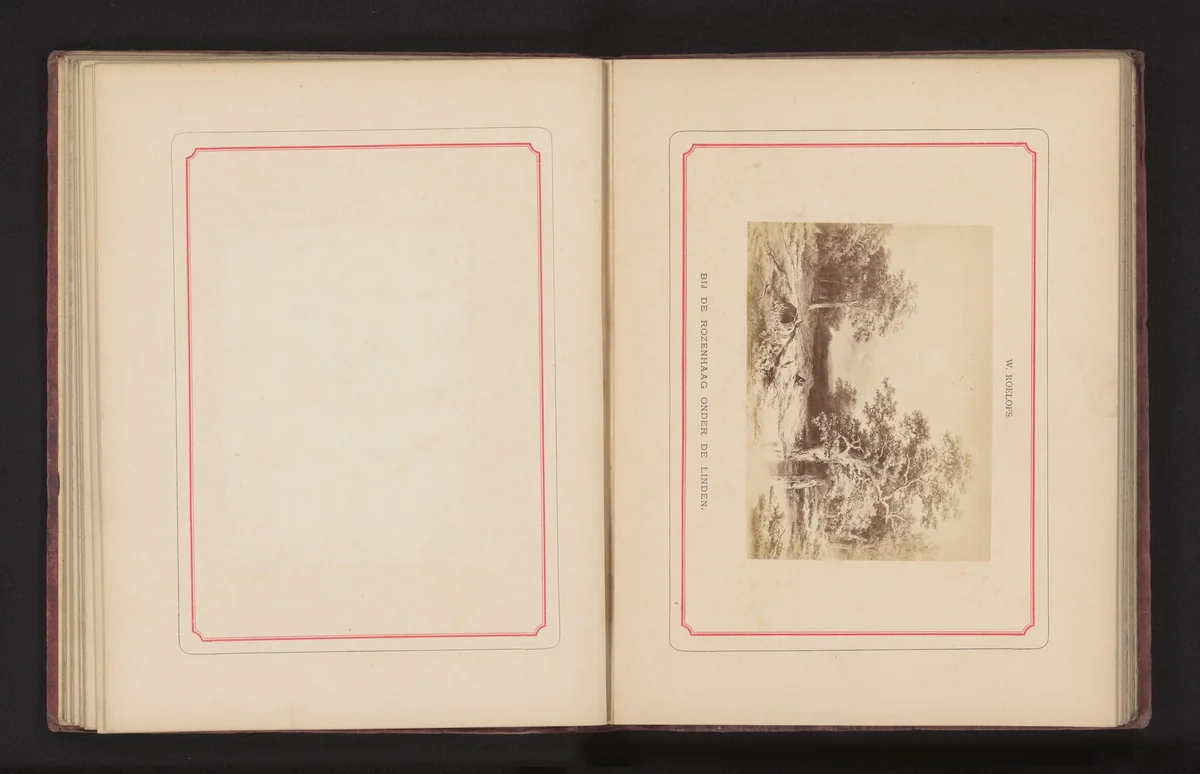 Fotoreproductie van een schilderij, voorstellende een zittende man in een boslandschap by anonymous, photograph, 1868-1878