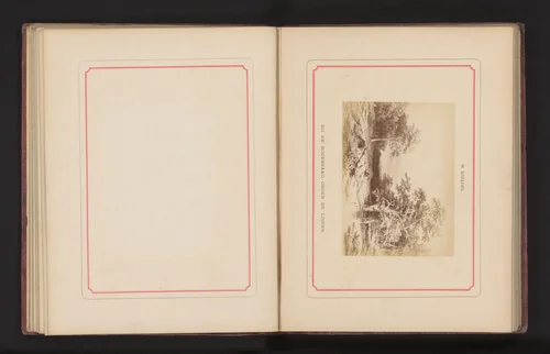 Fotoreproductie van een schilderij, voorstellende een zittende man in een boslandschap by anonymous, photograph, 1868-1878