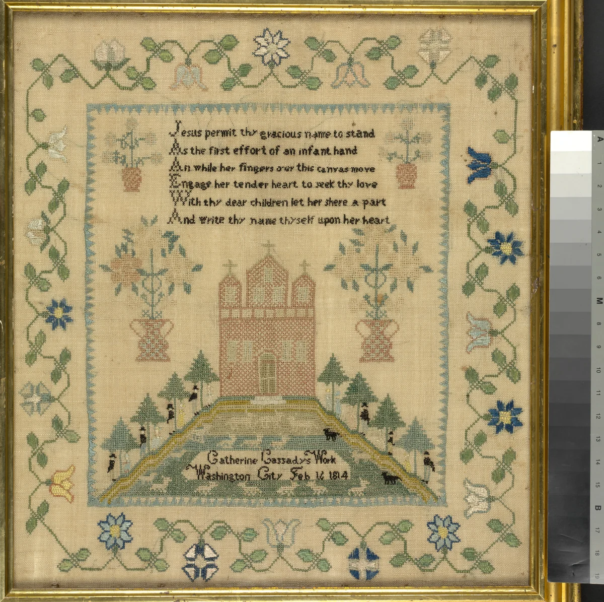 Sampler by Catherine Cassady, artwork, 1814
