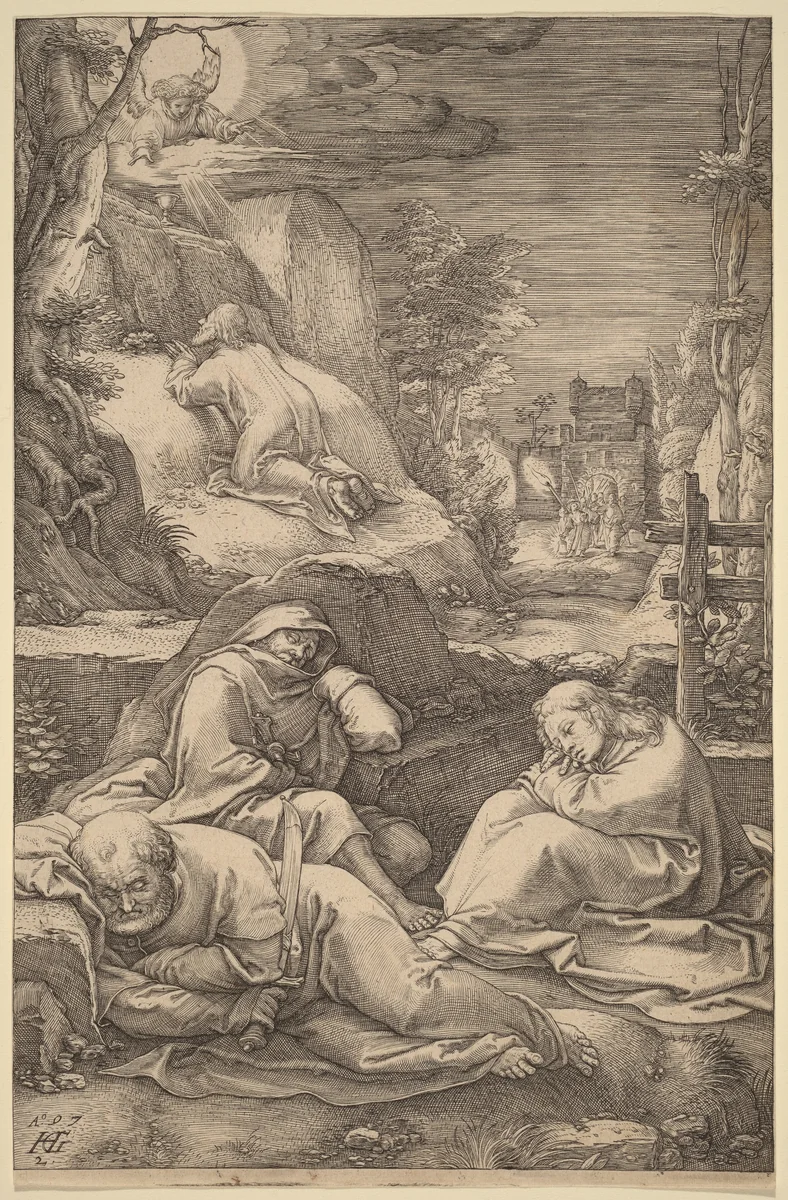 Christ on the Mount of Olives by Hendrick Goltzius, print, 1597