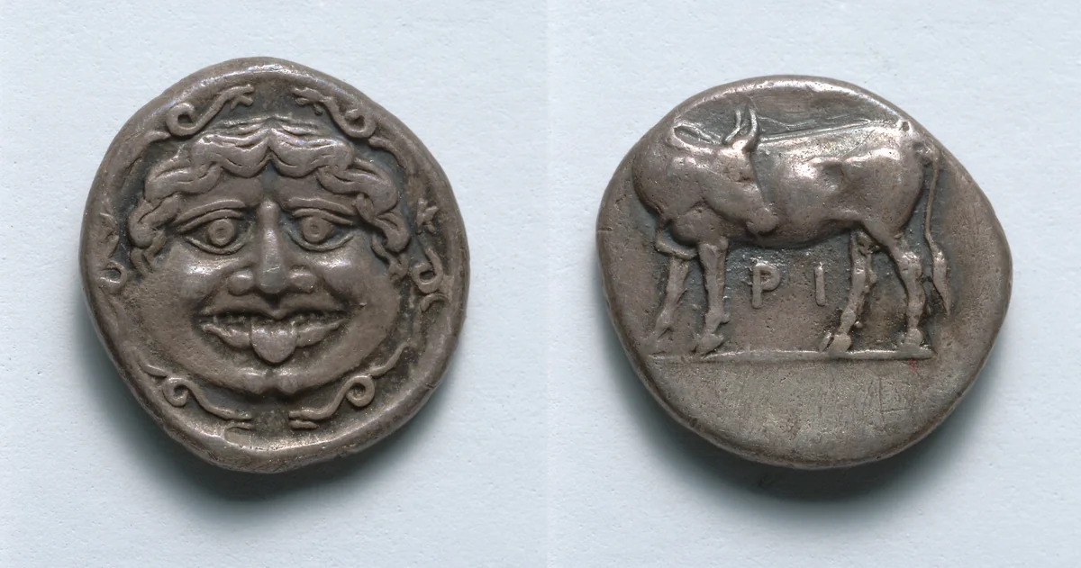 Hemidrachm: Gorgoneion (obverse); Bull (reverse) by Unknown, metalwork, -405--395