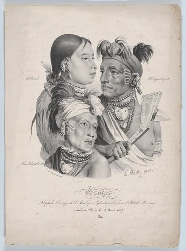 Osages: peuplade sauvage de l'Amérique Septentrionale dans l’Etat de Missouri [Osages: Native Tribes of North America, in the State of Missouri] by Louis-Léopold Boilly, print, 1827