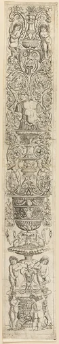 Four Children with a Cat and a Dog, plate nine from Twelve Ornament Panels by Giovanni Pietro da Birago, print, 1500-1520