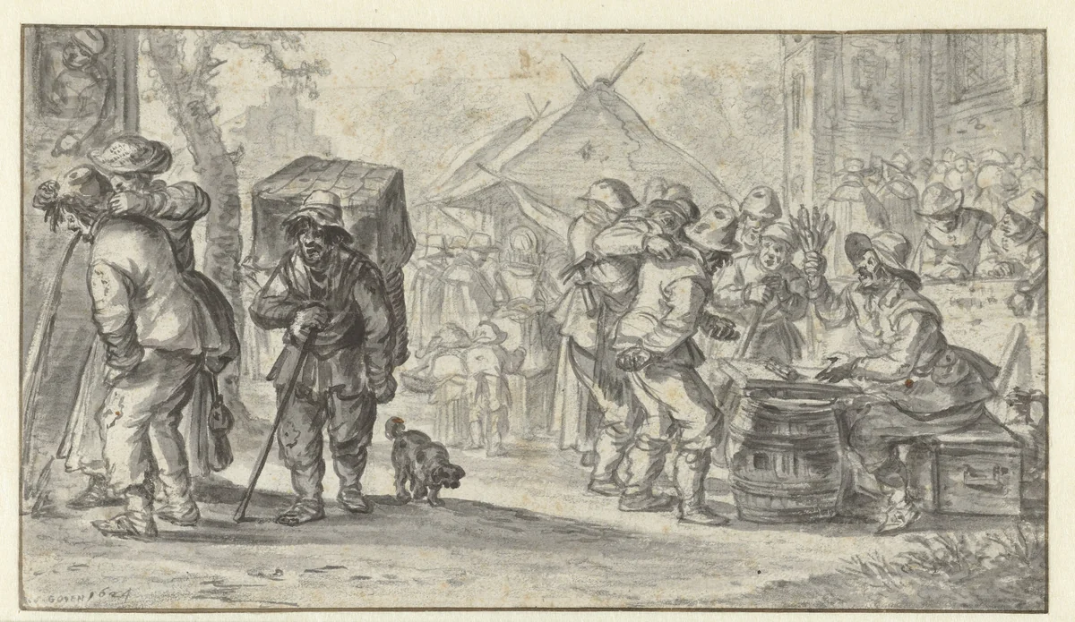 Boerenkermis by Jan van Goyen, drawing, 1624