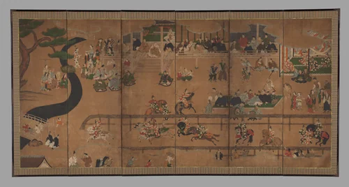 Horse Race at the Kamo Shrine by Unidentified, painting, 1590-1610