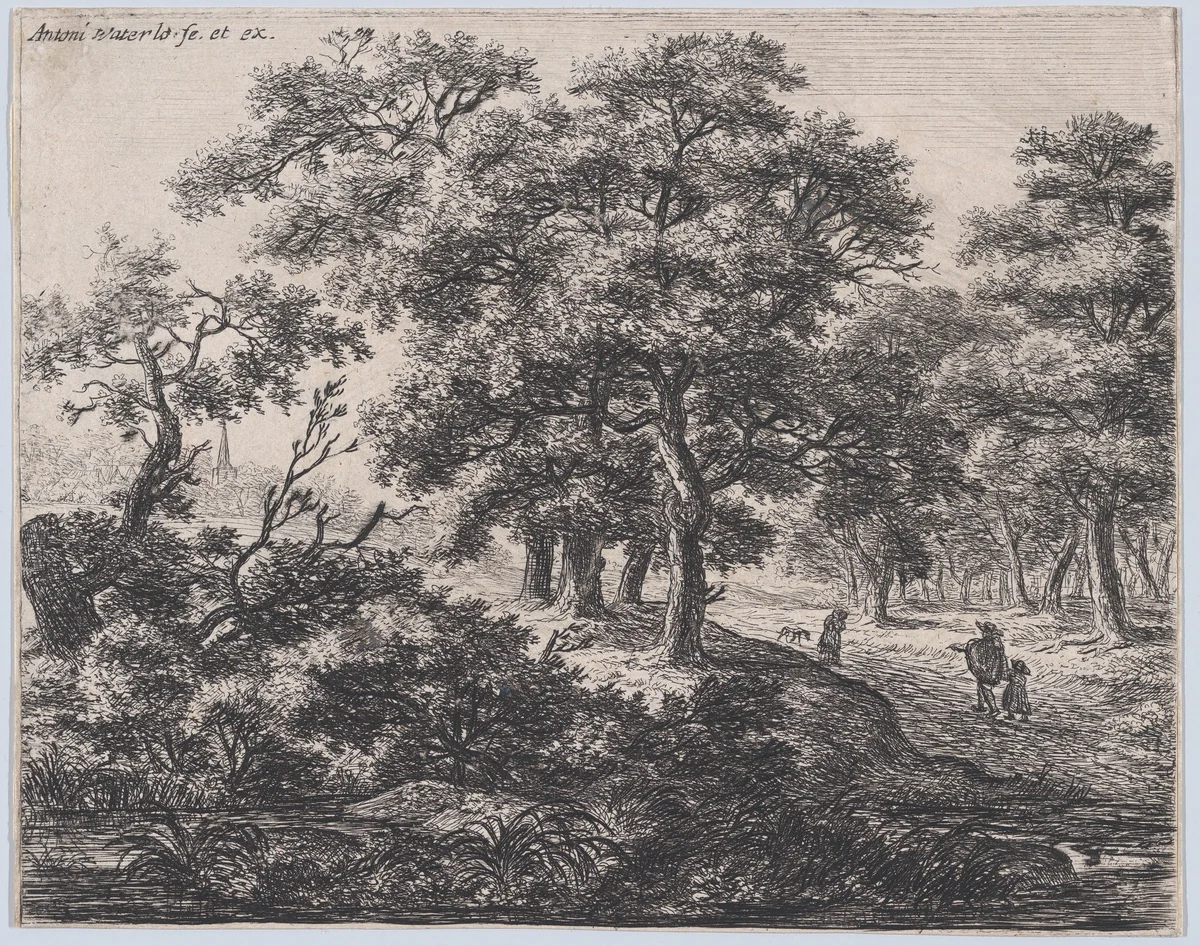 The Four Trees by Anthonie Waterloo, print, 1620-1690