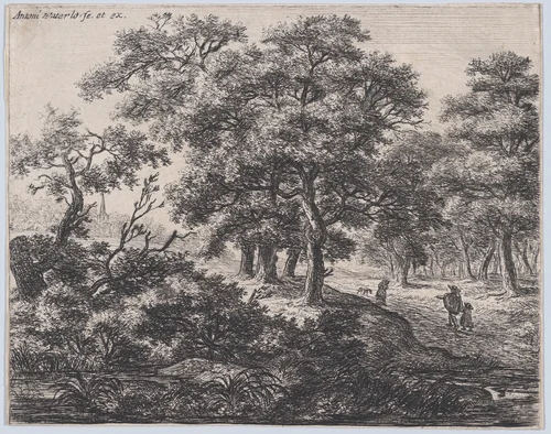 The Four Trees by Anthonie Waterloo, print, 1620-1690