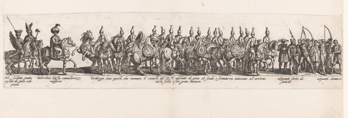 Cavalcade voor vertrek van een sultan by Antonio Tempesta, print, 1599-1647
