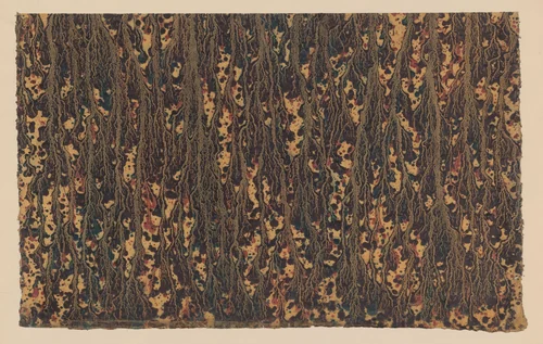 Stroommarmer in zwart, rood en blauw op geelbruin papier by anonymous, other, 1850-1917