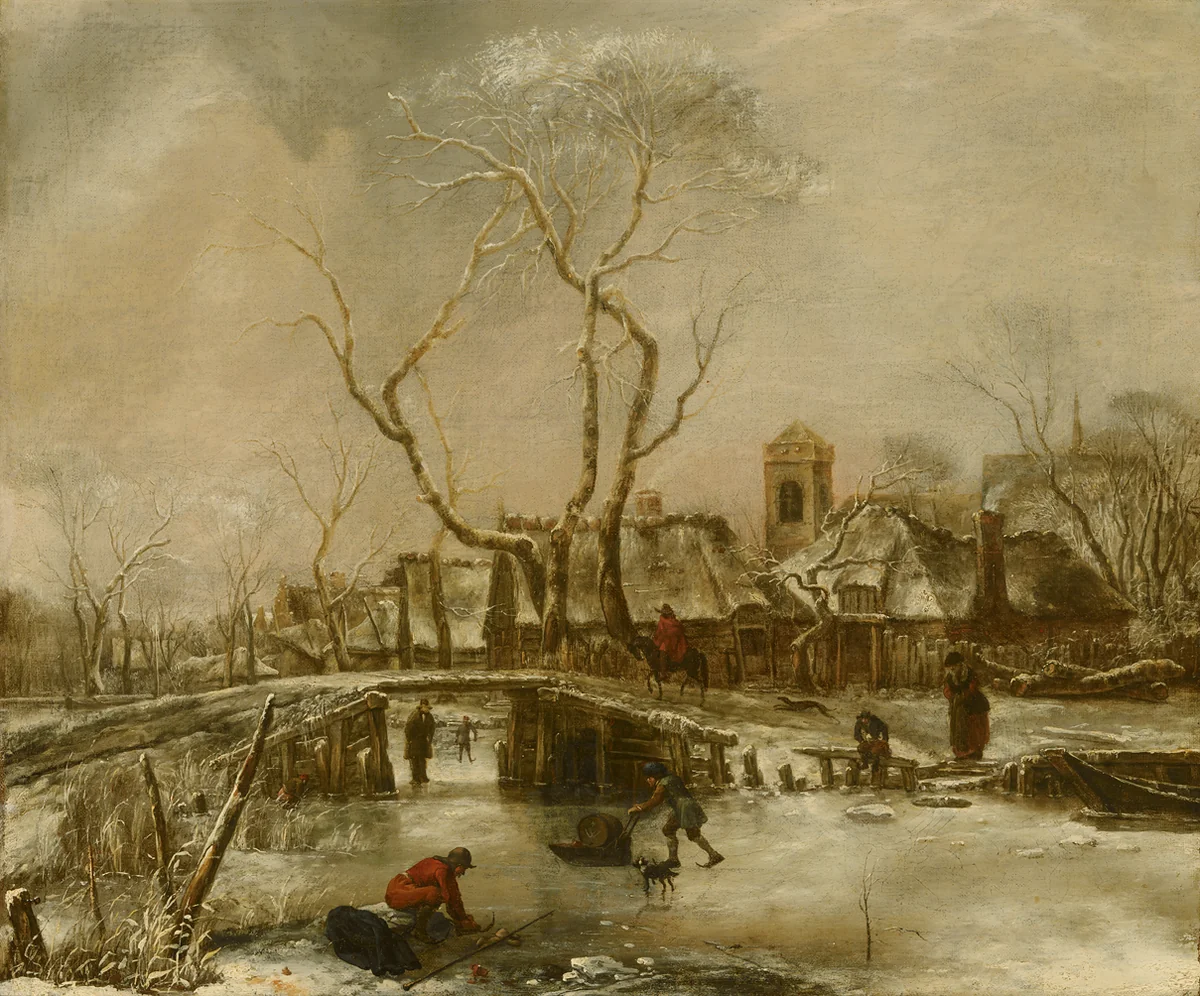 Winter Landscape by Jan van de Cappelle, painting, 1653