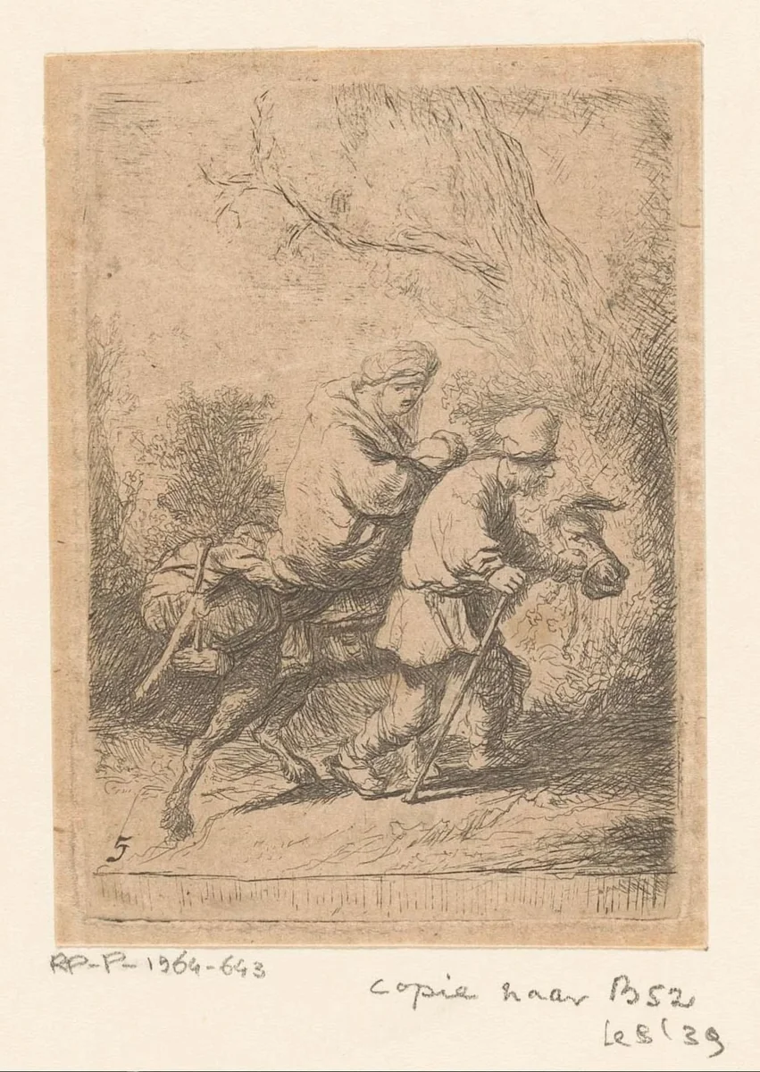 Vlucht naar Egypte by Claude Henri Watelet, print, 1728-1786