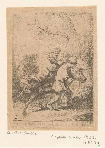 Vlucht naar Egypte by Claude Henri Watelet, print, 1728-1786