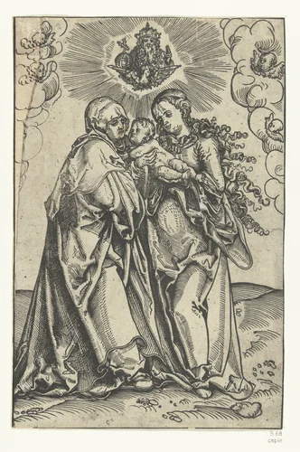 Maria met Kind en Heilige Anna en Drieëenheid by anonymous, print, 1482-1603