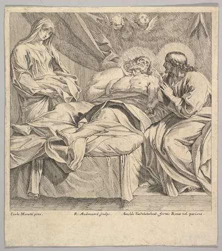 The Death of St. Joseph by Robert van Audenaerde, print, 1663-1743