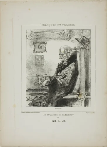 Les Invalides du Sentiment: Child-Harold by Paul Gavarni, print, 1852