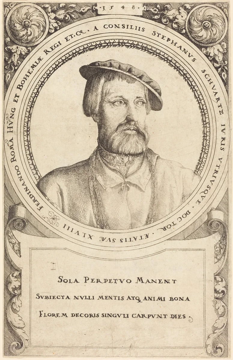 Doctor Stephen Schwartz by Augustin Hirschvogel, print, 1548