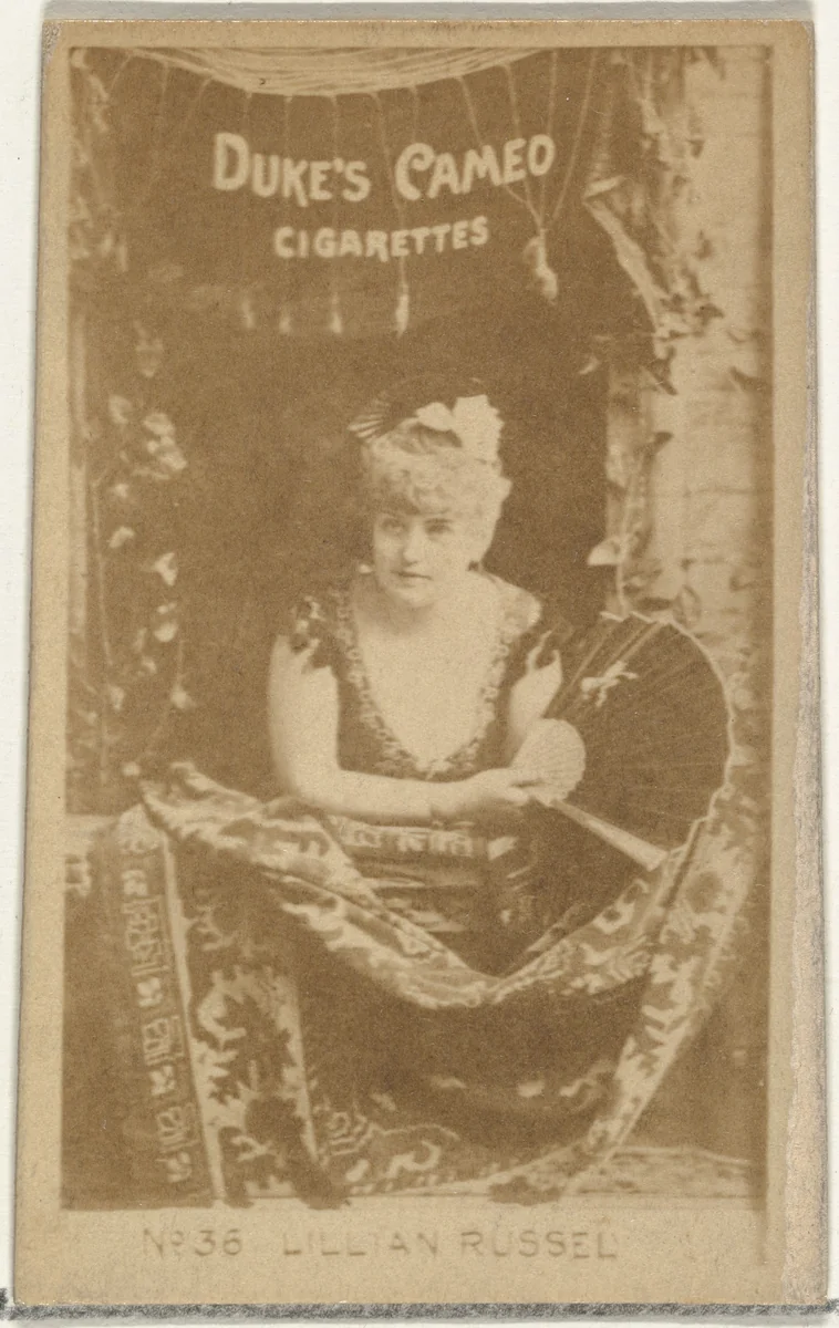Card Number 36, Lillian Russell, from the Actors and Actresses series (N145-4) issued by Duke Sons & Co. to promote Cameo Cigarettes by W. Duke, Sons & Co., photograph, 1880-1889