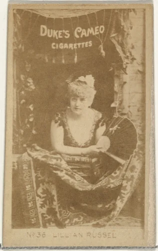 Card Number 36, Lillian Russell, from the Actors and Actresses series (N145-4) issued by Duke Sons & Co. to promote Cameo Cigarettes by W. Duke, Sons & Co., photograph, 1880-1889