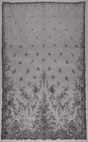 Sluier van kloskant met veldboeketten by anonymous, other, 1840-1850