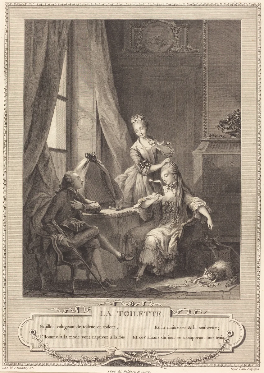 La toilette by Nicolas Joseph Voyez; Sigmund Freudenberger, print, 1774