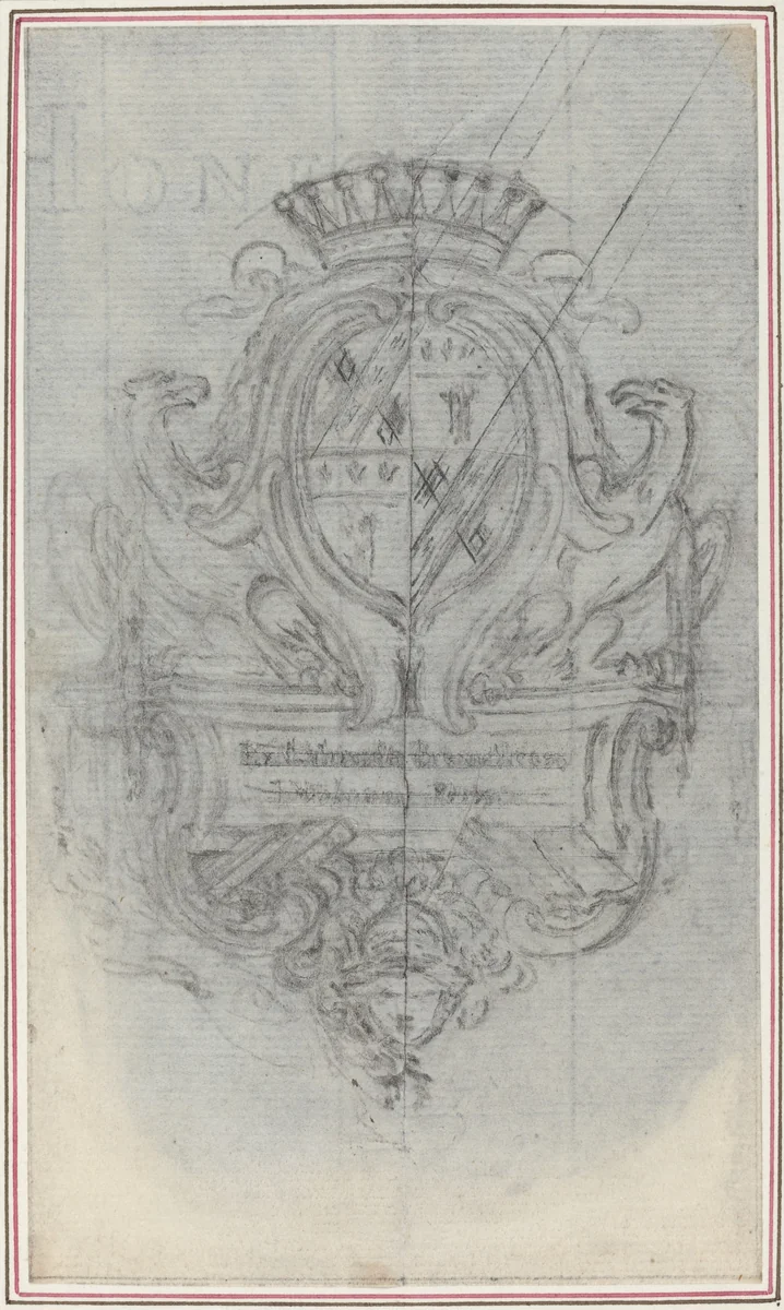 Coat of Arms with Two Eagles by Hubert François Gravelot, drawing, 1699-1773