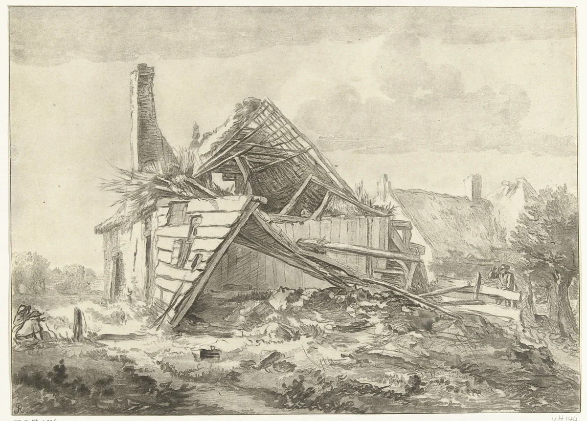 Vervallen boerderij by Cornelis Brouwer, print, 1741-1803