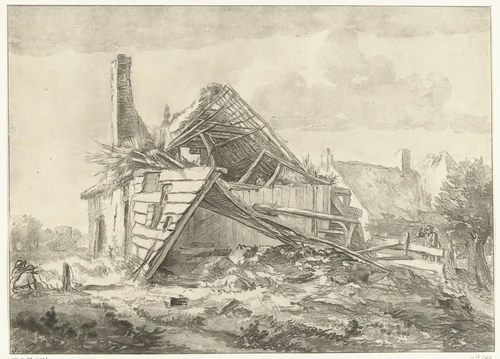 Vervallen boerderij by Cornelis Brouwer, print, 1741-1803