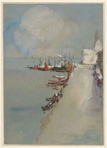 Gezicht te Venetië met het kanaal van Giudecca by Hercules Brabazon Brabazon, drawing, 1831-1906