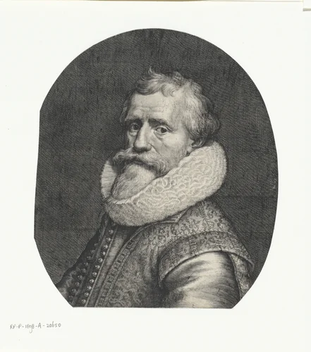 Portret van Paulus Moreelse by Willem Isaacsz. van Swanenburg, print, 1605-1612