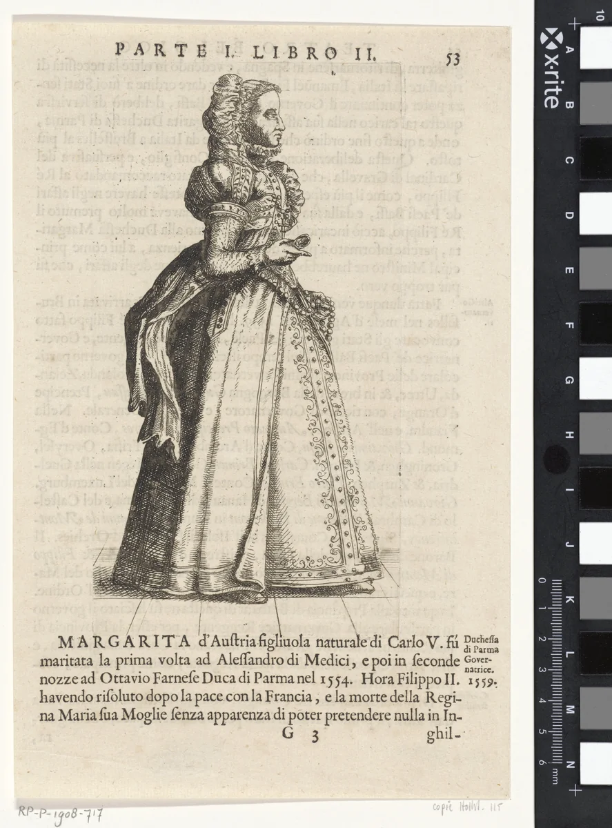 Portret van Margaretha van Parma, landvoogdes der Nederlanden by anonymous, print, 1690