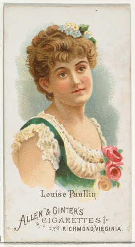 Louise Paullin, from World's Beauties, Series 1 (N26) for Allen & Ginter Cigarettes by Allen & Ginter, print, 1888