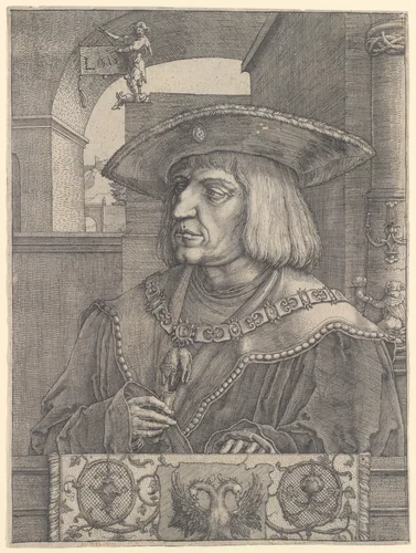 Maximilian I by Lucas van Leyden, print, 1520