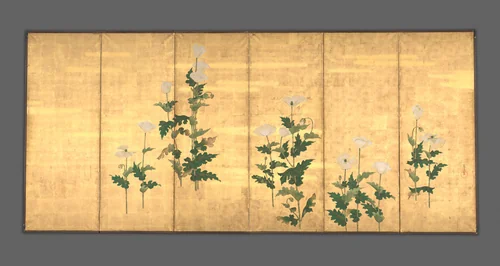 White Poppies on Gold Ground by Ogata Kōrin, painting, 1615-1868