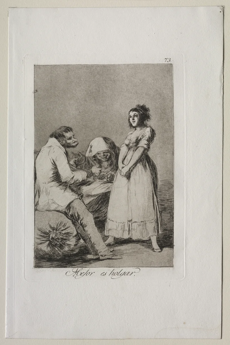 It is Better to be Lazy, Plate 73 by Francisco de Goya, print, 1799