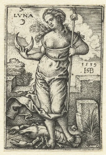 Diana (Luna) met sterrenbeeld Kreeft by Unknown, print, 1539