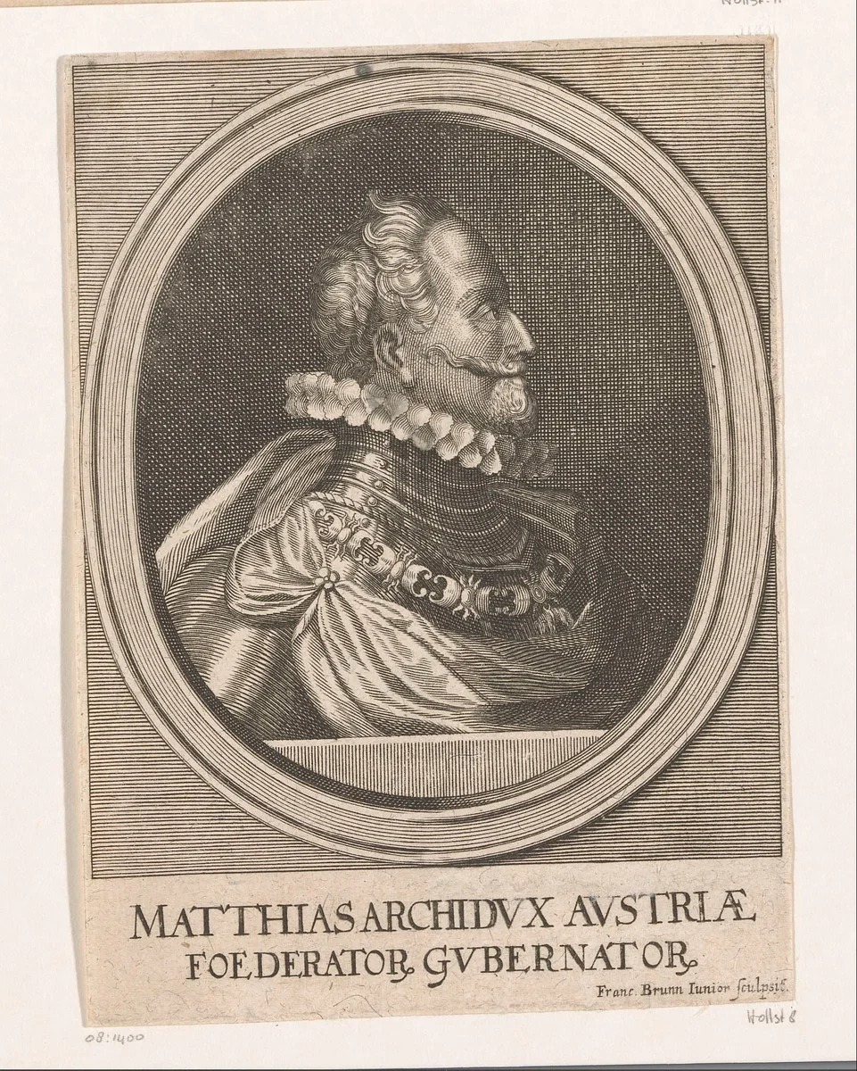 Portret van Mathias van Oostenrijk, Rooms-Duits keizer by Unknown, print, 1589-1658