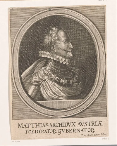 Portret van Mathias van Oostenrijk, Rooms-Duits keizer by Unknown, print, 1589-1658
