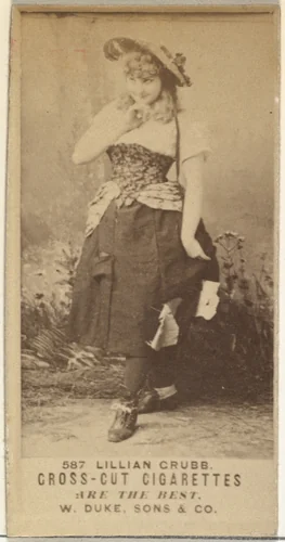 Card Number 587, Lillian Grubb, from the Actors and Actresses series (N145-3) issued by Duke Sons & Co. to promote Cross Cut Cigarettes by W. Duke, Sons & Co., photograph, 1880-1889