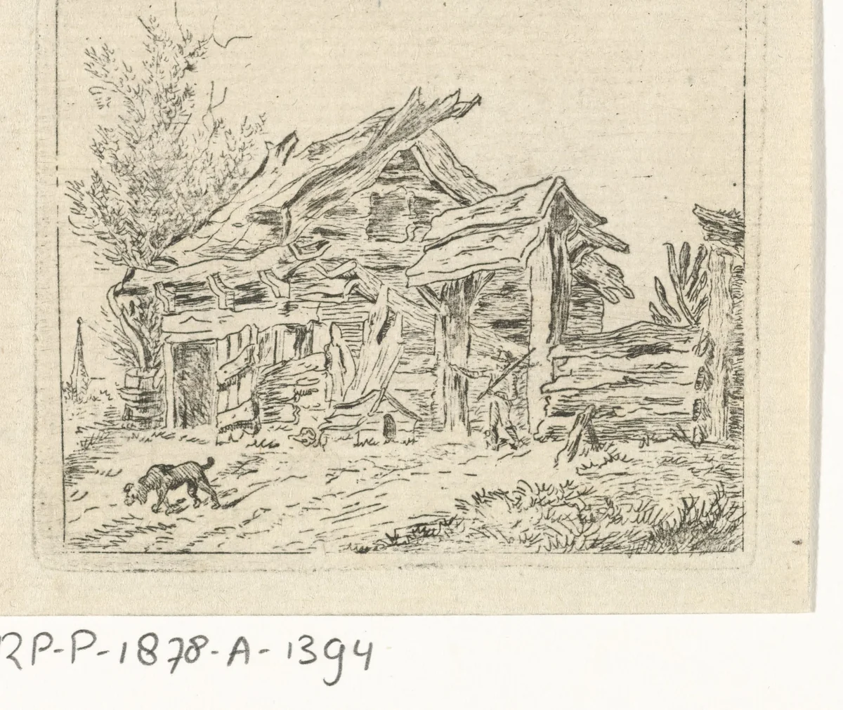Landschap met boerderij by François Joseph Pfeiffer, print, 1793-1835