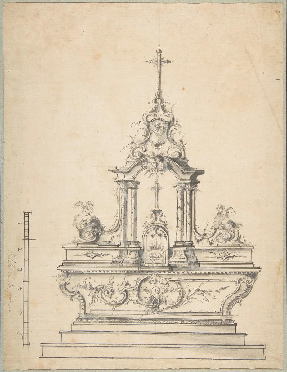 Design for an Altar by anonymous, drawing, 1700-1799
