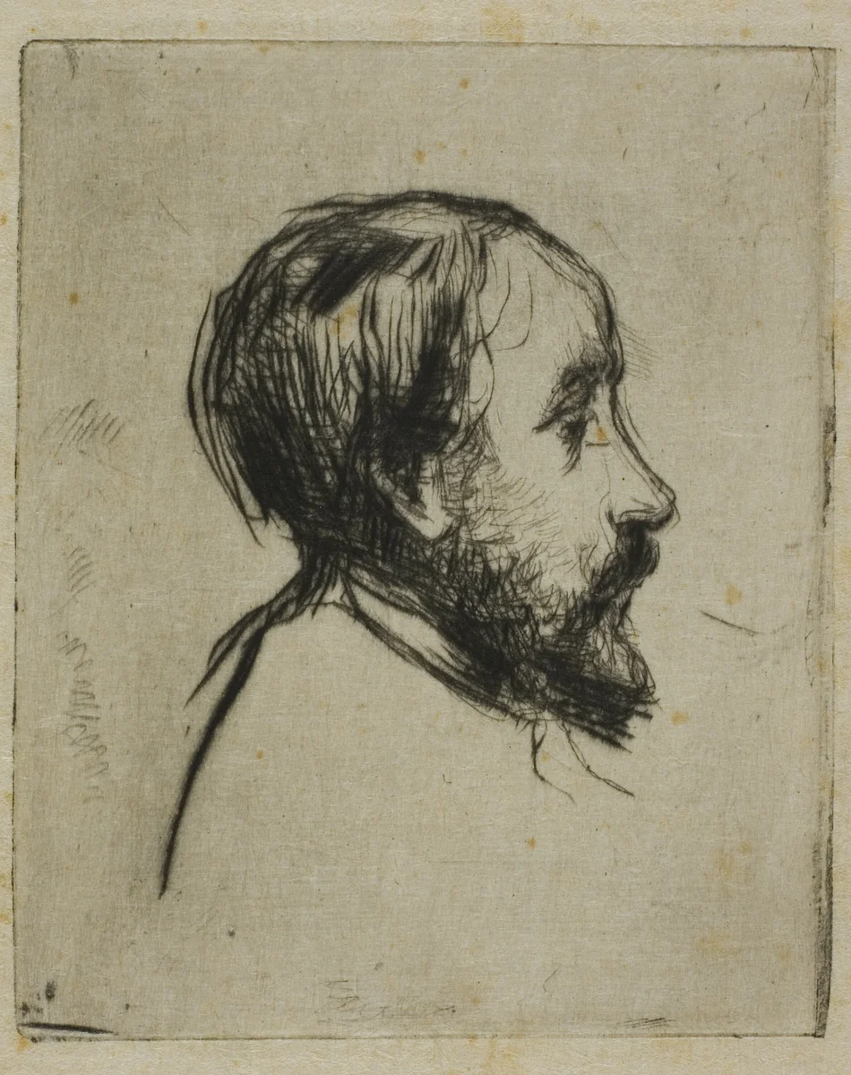 Profile Portrait of Degas by Marcellin Gilbert Desboutin, print, 1843-1902