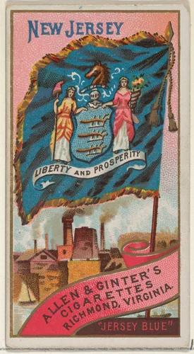 New Jersey, from Flags of the States and Territories (N11) for Allen & Ginter Cigarettes Brands by Allen & Ginter, print, 1888