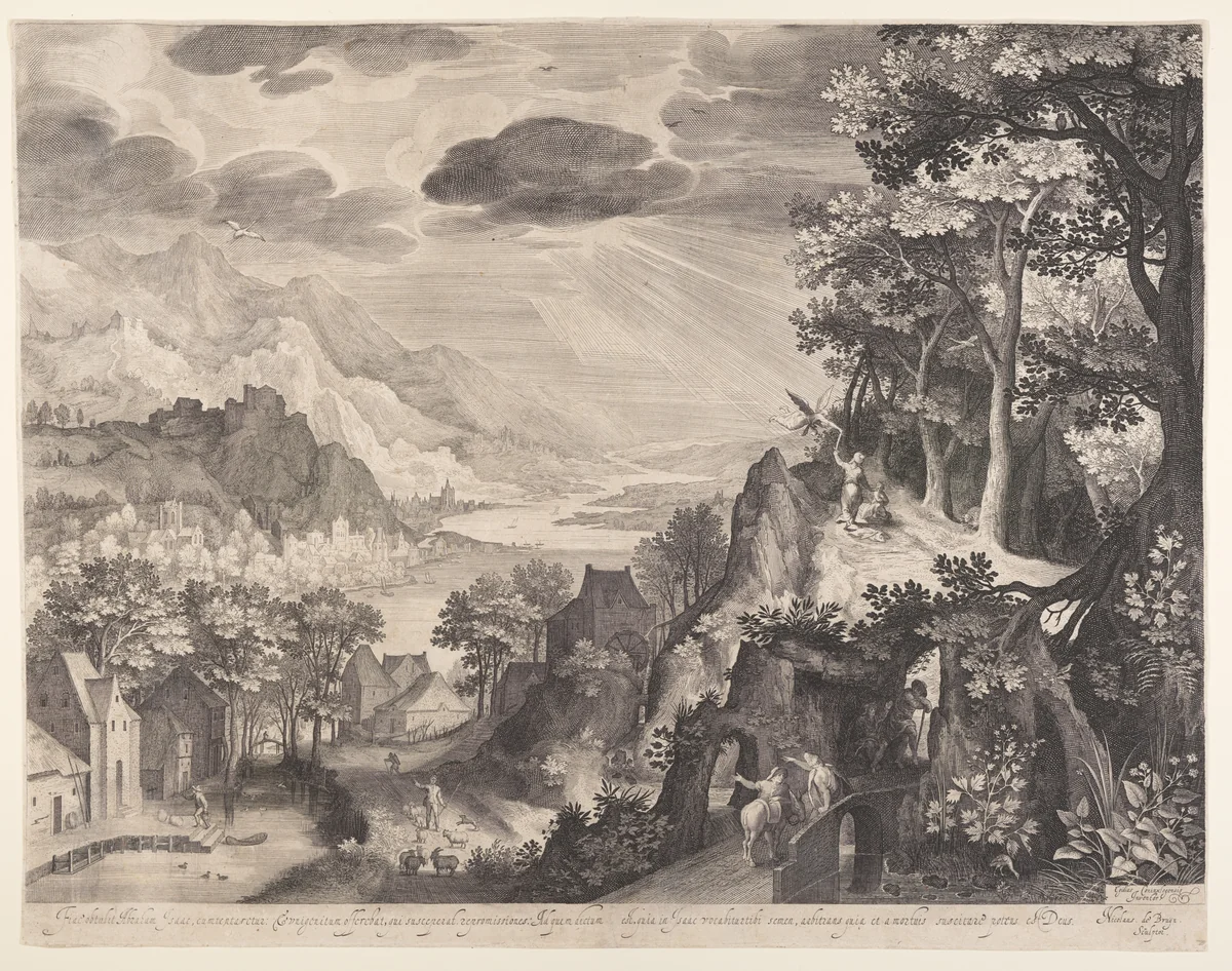 Abraham’s Sacrifice by Nicolaes de Bruyn, print, 1600