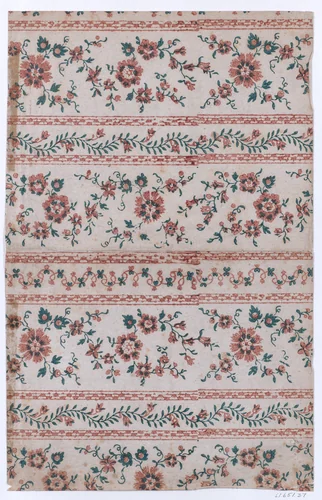 Book cover with two borders with floral patterns by anonymous, print, 1800-1900