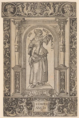 Temperance (Die Mesikait), from "The Seven Virtues" by Hans Burgkmair, print, 1498-1531