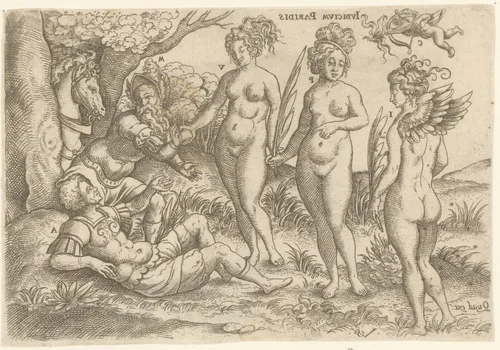 Oordeel van Paris by Unknown, print, 1524-1562